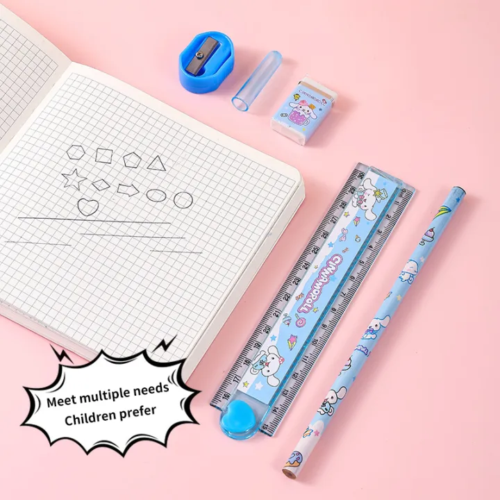 Kawaii%20Sanrio%20Stationary%20Set%20Cinnamoroll%20Kuromi%20My%20Melody%20Pencil%20Eraser%20Ruler%20Pencil%20Sharpener%20School%20Even%20Prizes%20-%20Image%203