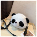 Cute Panda Messenger Bag Plush Pouches All-Match Japanese Girl Heart Student Online Red Mini Special-Interest Shoulder Bag. 