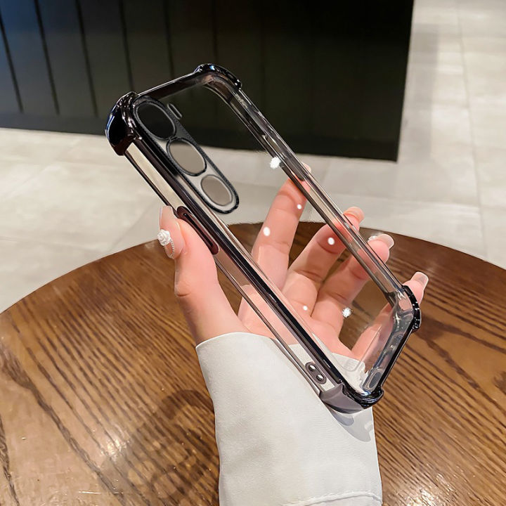 Tokifu For VIVO Y21D Transparent Full-Coverage Electroplated Shockproof Soft Silicone Premium Airbag Phone Case