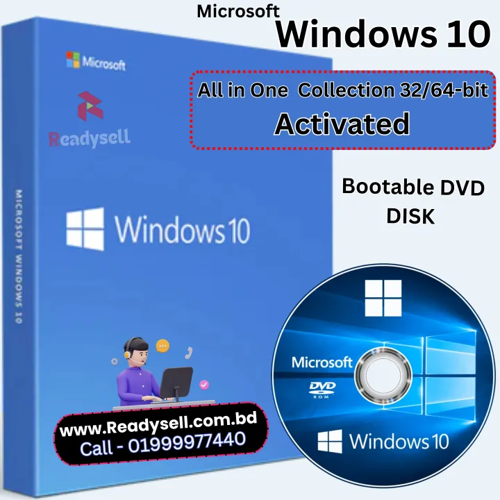 Windows 10 Full Version All in One Collection 32/64-bit Bootable in Disk