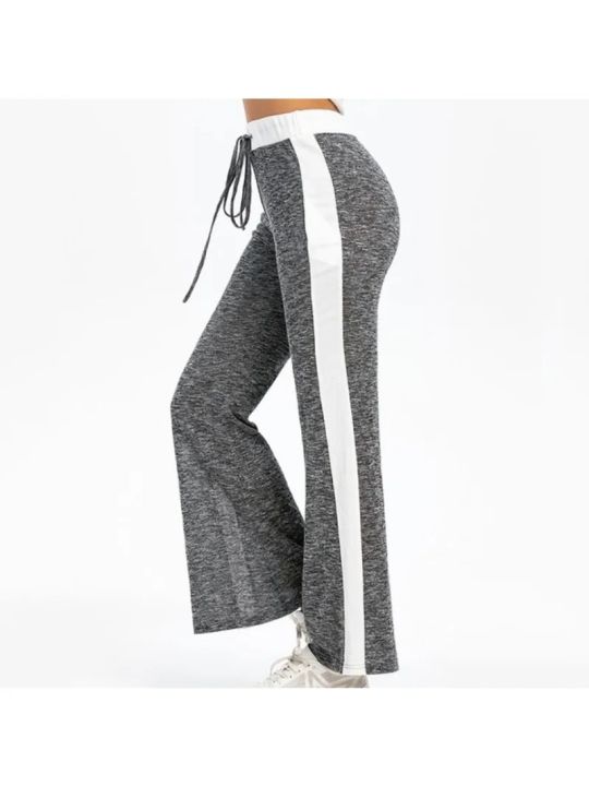 Women's Fashionable Casual Pants Loose Lace Up Printed Pants Casual Yoga Sports Outdoor Tie Up Loose Wide Leg Pants