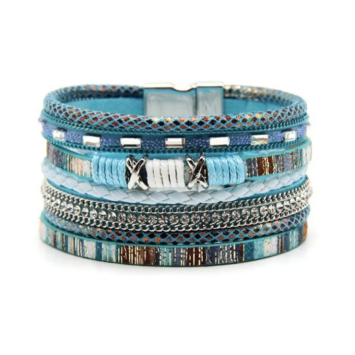 Boho%20Ethnic%20Style%20Magnetic%20Buckle%20Clasp%20Handmade%20Braided%20PU%20Leather%20Wrap%20Bracelet%20Jewelry%20For%20Women%20-%20Image%203