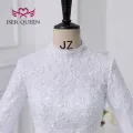 2023 New Arab Muslim Wedding Dress White Color Ball Gown Plus Size Lace Appliques With Beading Bride Dresses For Women WX0327. 