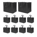 35L Reusable Grocery Bags with Long Handles, 10 Pack Foldable Reusable Shopping Bags, Grocery Bulk Tote Bags Black Easy to Use 41 X 26 X 33CM.