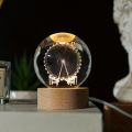 Crystal Ball 3D Wheel Night Light with Base LED Table Lamp Lighted Beautiful 3D Wheel Bedroom Decor USB Power Warm Night Lighted Wheel.