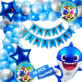 Ultimate Undersea Shark Theme Birthday Decoration Kit- Complete Package with Character Foil Balloons- (Pack of 66 Pcs).