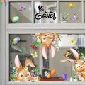 Cartoon Easter Window Static Sticker Cute Rabbit Carrot Egg Wall Sticker For Home Room DIY Decoration Easter Party Supplies. 