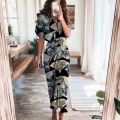 Fashion Sexy Deep V Draped Shirt Long Dress Casual Lady Button Slit Bandage Beach Dress Women Elegant Short Sleeve Party Dresses.