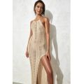 2023 Knitted Beach Cover Up Strap Halter Summer Beach Dress Crochet Tunic Women Beachwear Biinis Mesh Cover-ups.