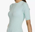 Ladies Short Sleeve Ribbed Crew Neck Knitted Sweater From Levin. 