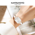 MATEYOYO Ladies Fashion Watch Retro Quartz Watch 30M Waterproof Watch Ceramics Thin Strap Watch Luxury Design Watch Wristwatch with Calender Ladies Clock Square Dial.