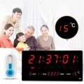 Luminous Digital Wall Clock 4 Alarms Hourly Chiming Temperature Date Calendar Desktop Table Clock Electronic LED Clock with Plug. 