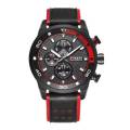 CURREN 8250 Black PU Leather Decorative Sub-Dial Watch For Men - Red & Black.