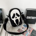 Male And Female Korean Version Niche Trend Funny Ghost Skull Crossbody Shoulder Bag Soft PU Leather Mobile Phone Small Square Ba. 