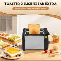 Toaster 2 Stainles Steel Bread Extra Wide Slot Compact Toasters,Electrical Small Bread Machine for Waffles,US Plug.