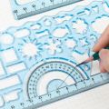 2Pcs Useful Geometric Ruler Clear Scale Study Lightweight Multi Shaped Hollowed-out Drawing Template.