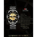 TEVISE T9005A Automatic Skeleton Diamond Scale Luminous Men Mechanical Watch - Silver. 