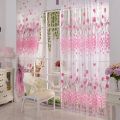 1PC Colorful Pink Tulip Sheer Curtains Voile Tulle For Living Room Bedroom Window Treatment Screening Drapes Home Decoration. 