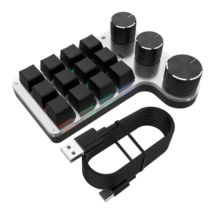 Programmable%20DIY%20Mechanical%20Keyboard%20RGB%2012%20Keys%203%20Knob%20Custom%20Macro%20Keypad%20Easy%20to%20Use%20Bluetooth%20Hotswap%20Keyboard%20White%20-%20Image%202