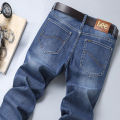 Lee dex Jeans Men's Straight Loose Elastic Business Casual Autumn and Winter Thick High-End Goods Long Jeans.