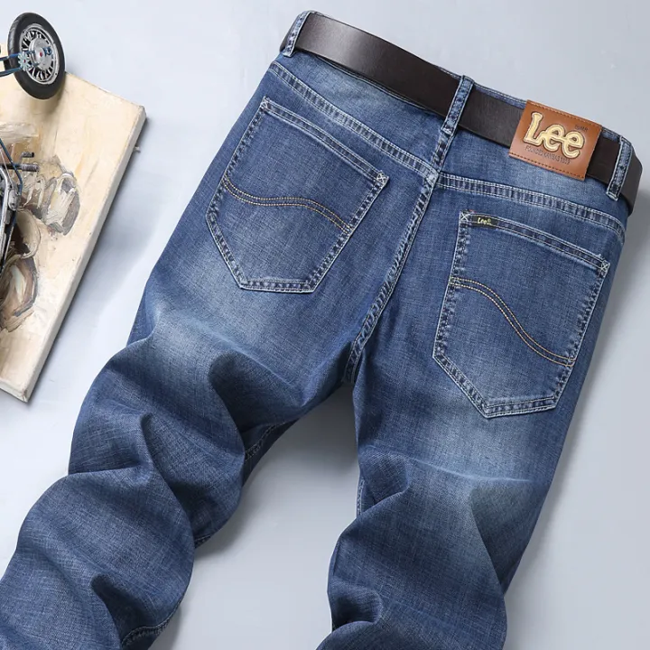 Lee%20dex%20Jeans%20Men's%20Straight%20Loose%20Elastic%20Business%20Casual%20Autumn%20and%20Winter%20Thick%20High-End%20Goods%20Long%20Jeans%20-%20Image%205