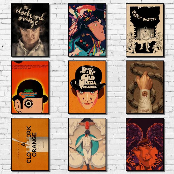 43 Designs Crime Film A Clockwork Orange Kraftpaper Poster Artwork Homedecal Fancy Wall Sticker for Coffee House