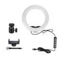 LED Studio Ring Light Dimmable Photoes Video Lamp Tripod Selfie Phone Holder - 8 inch. 
