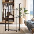 Double Rod Clothing Rack Heavy Duty Portable Movable Wheel Clothes Organizer for Office Living Room. 