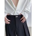 Black Suit Pants Men Oversized Fashion Social Mens Dress Pants Korean Loose Wide Leg Pants Mens Baggy Formal Trousers M-2XL. 