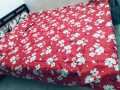 Cotton Fabric Printed 7 by 8 Feet Double King Size Bedsheet Set with Two Pillow Covers.