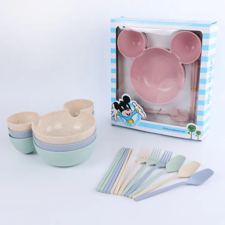 4Pcs/set%20Cartoon%20Kids%20Tableware%20Wheat%20Straw%20Dinner%20Plate%20Divided%20Meal%20Bowl%20Spoon%20Fork%20Chopsticks%20Lovely%20Feeding%20Plate%20Bowl%20Small%20Chips%20Snacks%20Dishware%20-%20Image%204