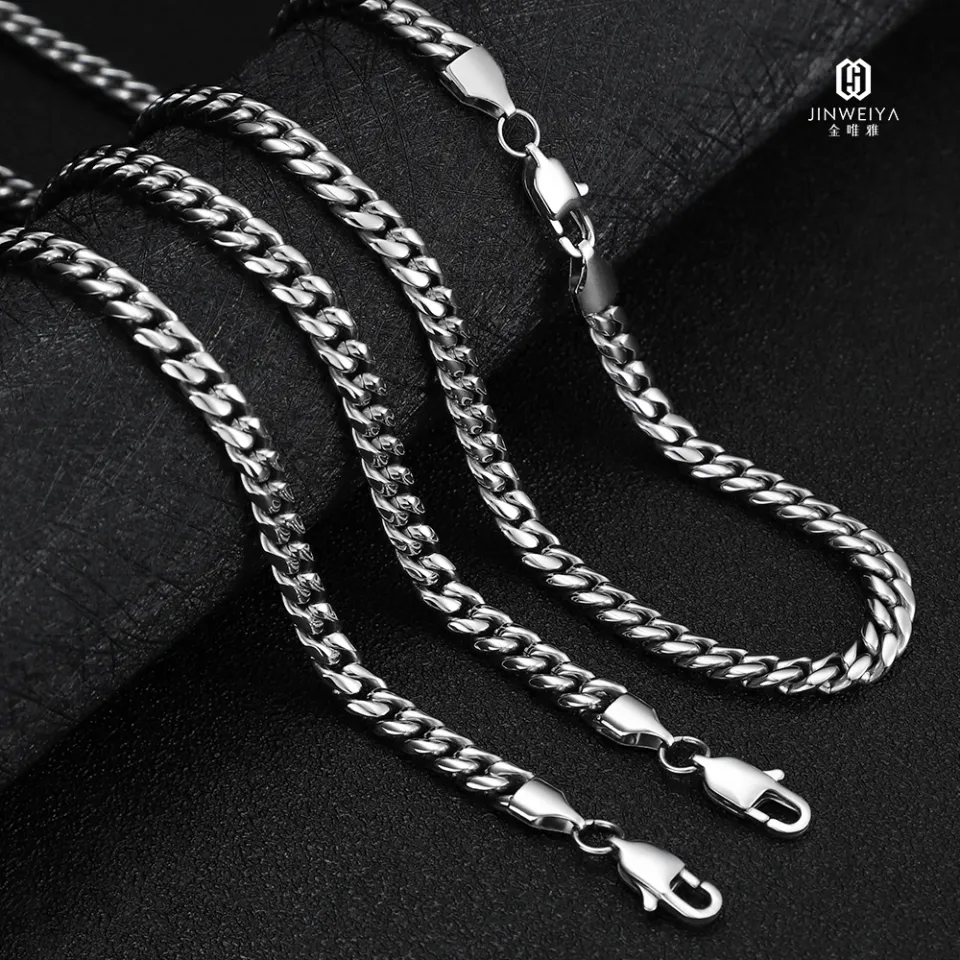 Hip Hop Jewelry 925 Sterling Silver Chain Stainless Steel Cuban