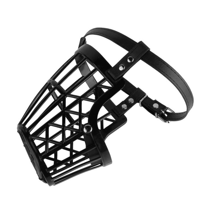Strong Dog Muzzle Basket Anti-Biting Mouth Cover Dog Adjustable Straps Mask black 4