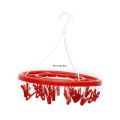 Smart Round Hanger 'With 24 Clips'-Red-Cloth Hanger. 