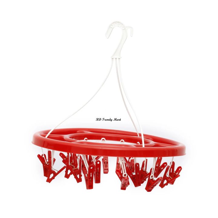Smart%20Round%20Hanger%20'With%2024%20Clips'-Red-Cloth%20Hanger%20-%20Image%202