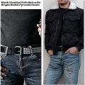 Punk Rivet Adjustable PU Leather Waistband Studded Belt Square Beads. 
