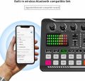 F998 Bluetooth Stereo Audio Mixer, Live Sound Card and Audio Interface with DJ Mixer Effects and Voice Changer for Live YouTube Streaming, PC, Recording Studio and Gaming. 