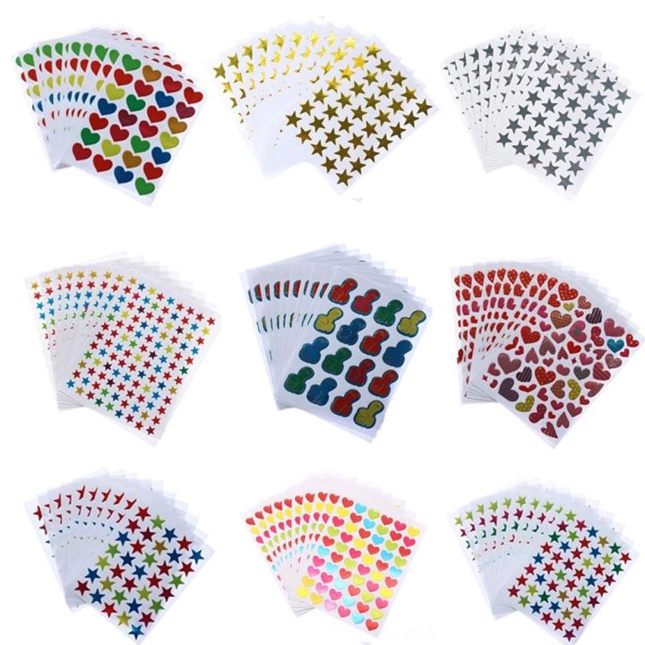 【Customizable】 School Supplies Diary Decoration Paper Stick Label Glitter Five-Pointed Star Love Children's Stickers Decorative Stickers Award Stickers Teacher Praise Stickers
