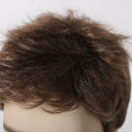 Dark Brown Men's Wig Short Bob Pixie Cut Natural Fluffy Hair Brown Layered Wigs Low Temperature Fiber for Male Daily Date Party.