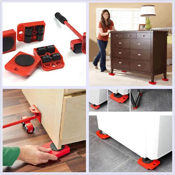 Furniture%20Moving%20Tool%20Heavy%20Object%20Mover%20Furniture%20Transport%20Lifter%20&%20Furniture%20Slides%204%20Wheeled%20Mover%20Roller+1%20Wheel%20Bar%20Hand%20Tools%20Set%20-%20Image%202