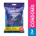 Beboy Extra Time Super Big Dotteds Condom (Rose Flavour) Pocket Pouch Pack- 3Pcs(India). 