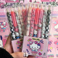 6PCS Set Cute Cartoon Hello Kitty Pen Student Stationery Gifts Black Ball Point Pens.