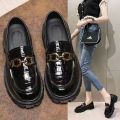 Loafers 2023 New British Style Small Leather Shoes Women's Thick Flatform Thick-Soled Block Heel Loafers Mary Jane Small Leather Shoes. 
