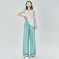 Apricot Ice Silk Wide-Leg Pants Women's Summer High Waist Draping Casual Japanese Idle Style Yamamoto Pants Mopping Casual Pants. 