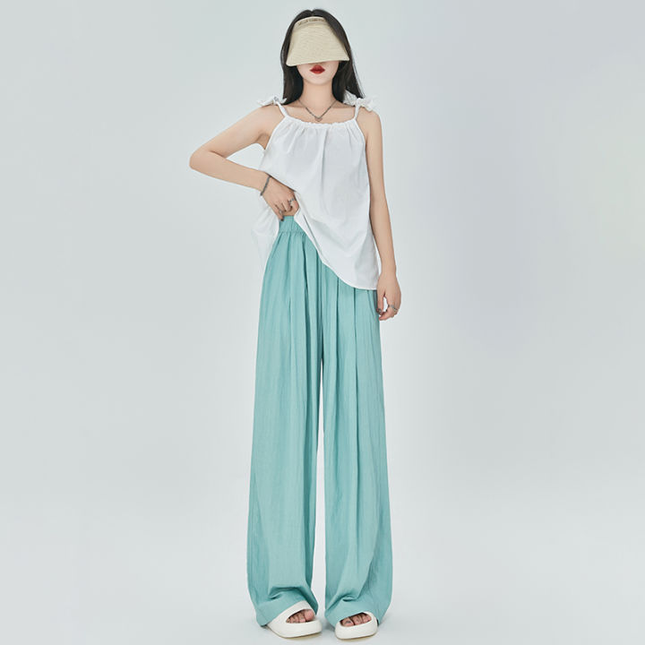 Apricot%20Ice%20Silk%20Wide-Leg%20Pants%20Women's%20Summer%20High%20Waist%20Draping%20Casual%20Japanese%20Idle%20Style%20Yamamoto%20Pants%20Mopping%20Casual%20Pants%20-%20Image%204