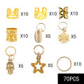 60-170pcs Hair Braid Dreadlock Beads Cuffs Clips Braid Spiral Braid Hair Extension for Accessories Hair Ring Mixing. 