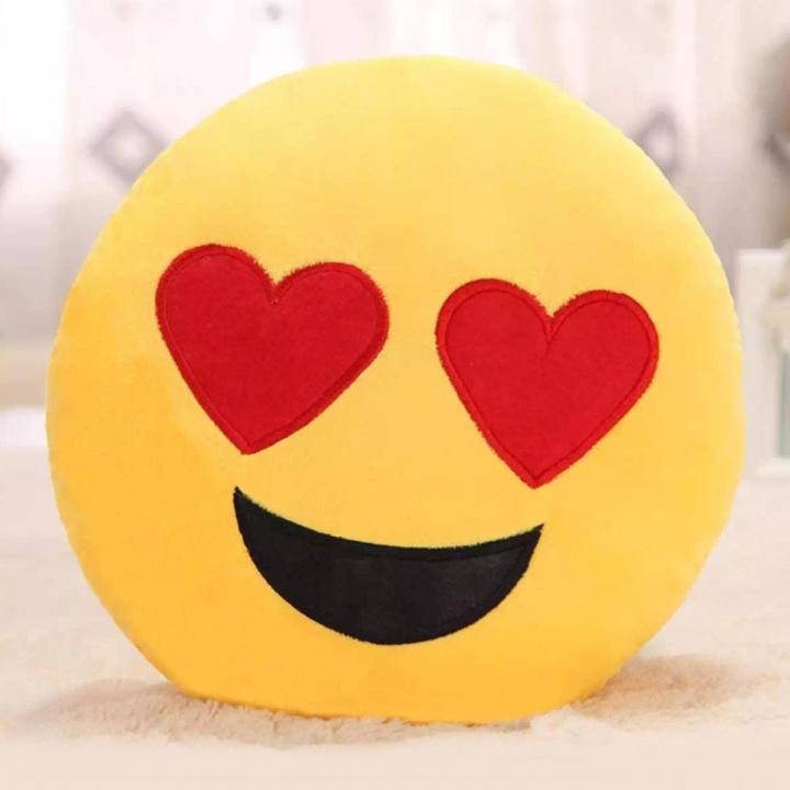 1Pcs Wink Blow Heart Kiss Emoji Pillow 10 Inch Large Yellow Smiley Emoticon