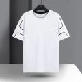 New Summer Short-Sleeved Men's Ice Silk Bottom Cold Round Neck Cover Breathable Quick Drying Casual T-Shirt Fashion Wear. 