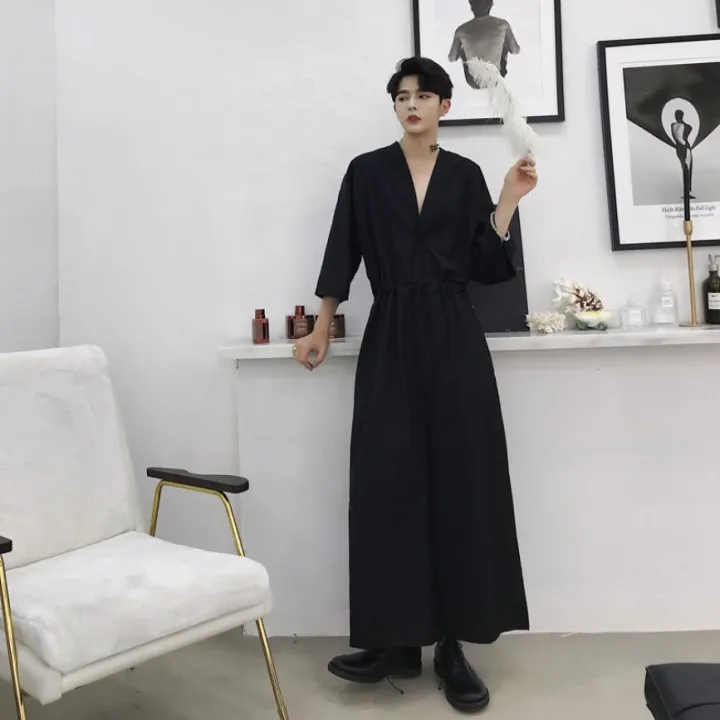 New%202021%20Men%20Casual%20Jumpsuit%20Overalls%20Male%20One%20Piece%20Long%20Sleeved%20Loose%20Jumpsuit%20Hair%20Stylist%20Youth%20Tooling%20Wide%20Leg%20Pants%20-%20Image%204