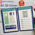 B1 Id Card_Cover 50 Pieces Clear Hard Plastic Badge Holder (Refer Image) for ID Card Protector Sleeve Pouch (102 X 65). 